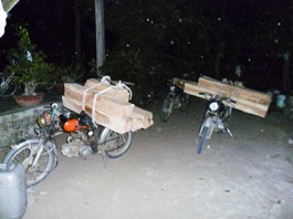 Xe chở gỗ lậu đến điểm tập kết